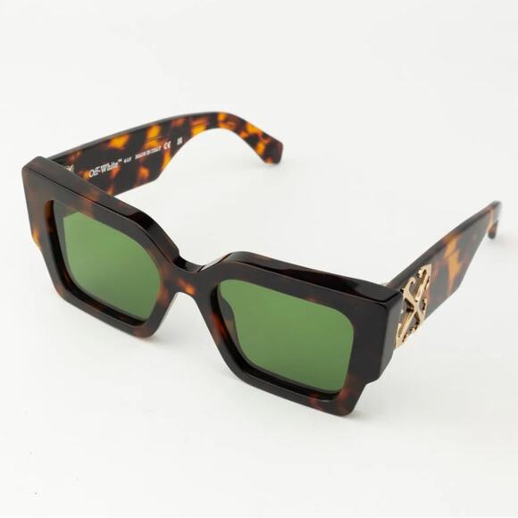 New! Off-White OERI128CATALINA 6055 Tortoise Shell Sunglasses with Green Lenses main image 7